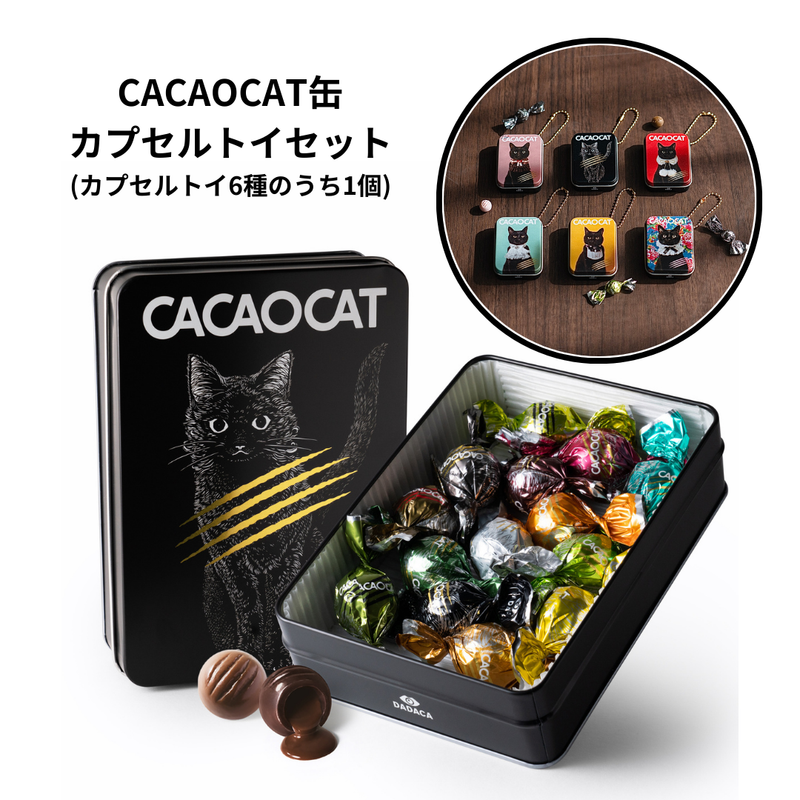 CACAOCAT缶 14個入り BLACK ＋カプセルトイセット