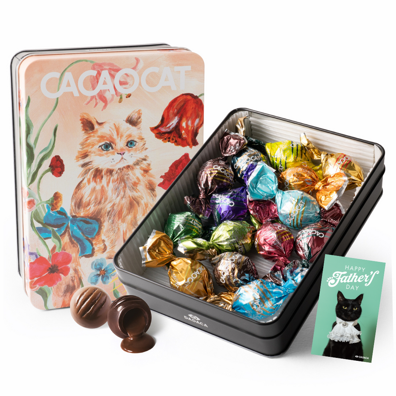【父の日 カード付き】CACAOCAT缶 14個入り FLOWER